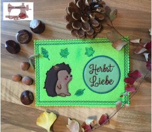 ITH Stickdatei - Mug Rug Herbstliebe Igelchen